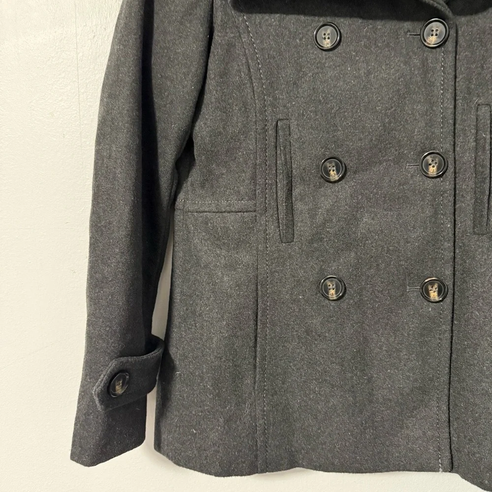 Thread & Supply Wool Blend Gray‎ Pea Coat Double Breasted Jacket Womens Size S